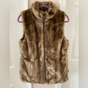 FUDA Brown Faux Fur Reversible Thick Vest S